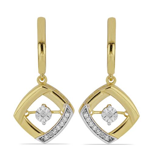 0.014 CT G-H, I2-I3 WHITE DIAMOND DOUBLE CUT GOLD PLATED STERLING SILVER EARRINGS WITH MAGICAL TIKLI SETTING #VE038975